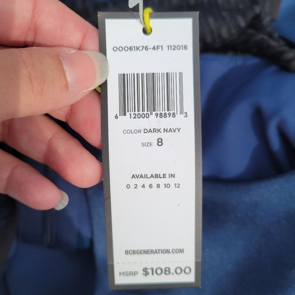 BCBGeneration Navy Fit/Flare Satin and Lace Dress Size 8 - Picture 10 of 13